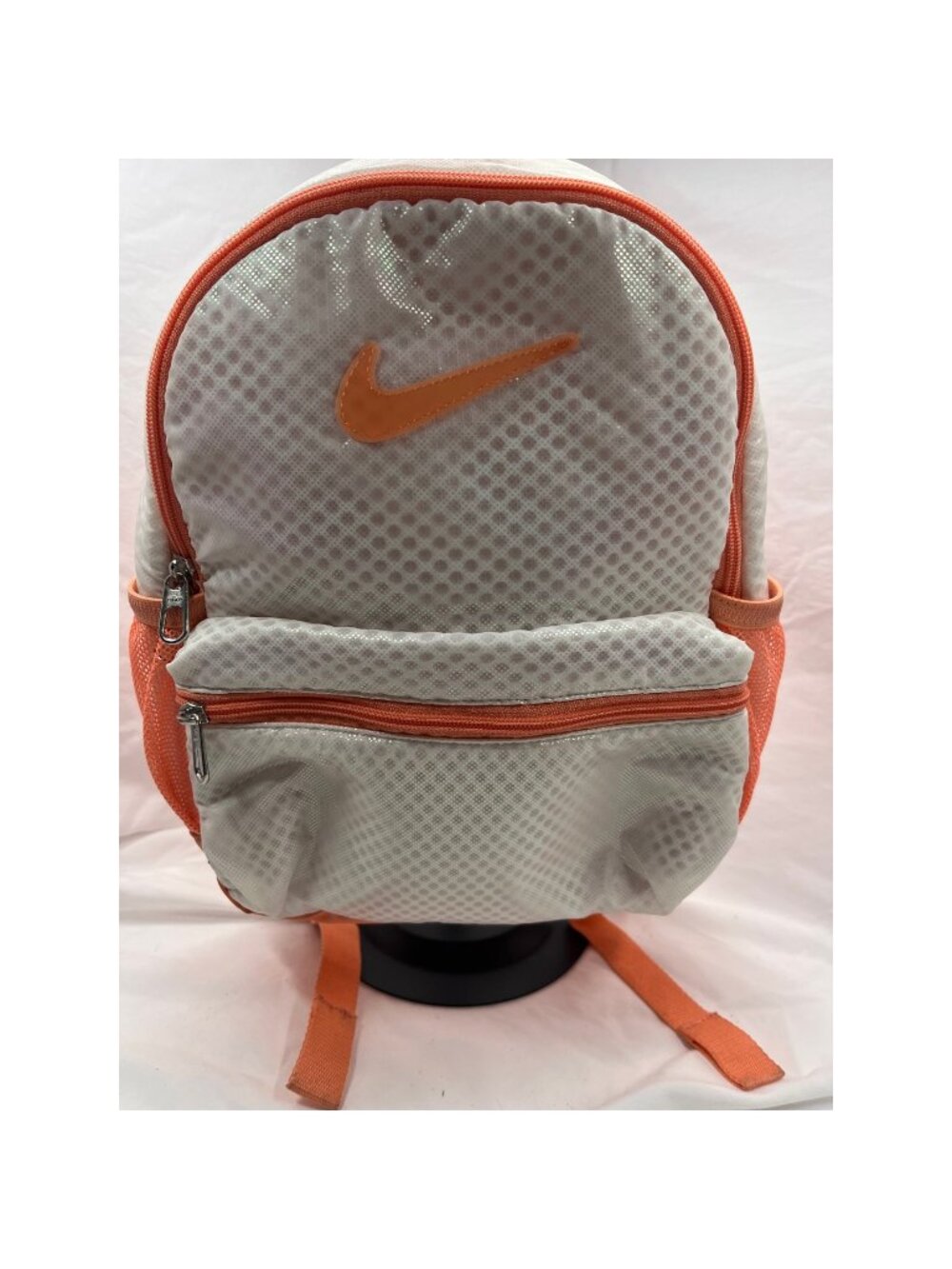 Nike Mini Backpack White Iridescent Coral Orange Swoosh Mesh Pockets Small
